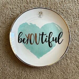 Design Guild 8”D Plate - BeYOUtiful - light teal heart design